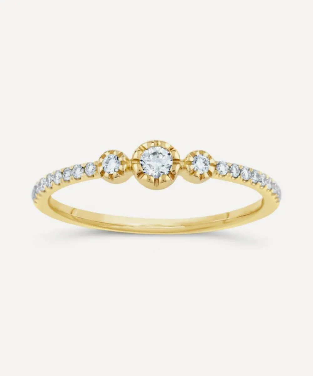 Dinny Hall Rings^9ct Gold Forget Me Not Diamond Trio Ring