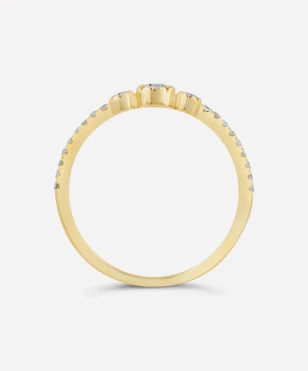 Dinny Hall Rings^9ct Gold Forget Me Not Diamond Trio Ring