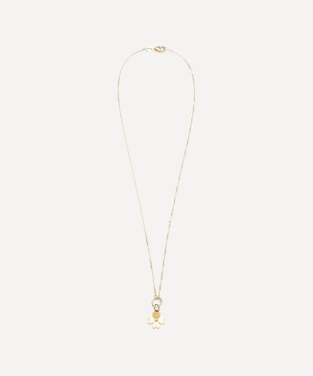 FoundRae Necklaces|Necklaces^18ct Gold Four Heart Clover Engravable Miniature Pendant Necklace