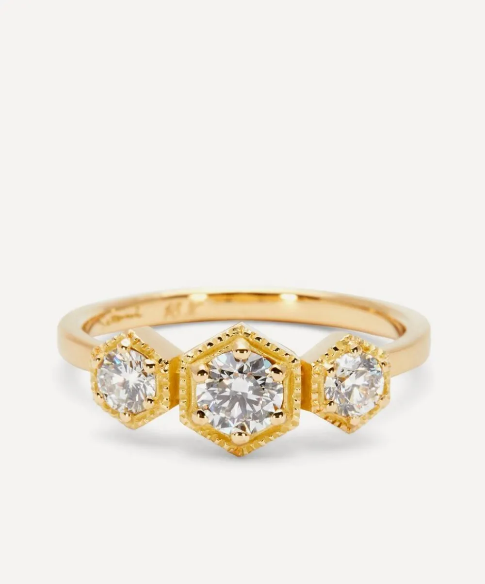 Satomi Kawakita Rings|Rings^18ct Gold Grand White Diamond Trilogy Ring