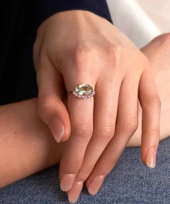 Dinny Hall Rings^9ct Gold Green Amethyst and Pink Sapphire Ring