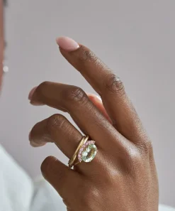 Dinny Hall Rings^9ct Gold Green Amethyst and Pink Sapphire Ring