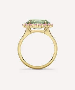 Dinny Hall Rings^9ct Gold Green Amethyst and Pink Sapphire Ring