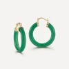 Mateo Earrings|Earrings^14ct Gold Green Chalcedony Hoop Earrings
