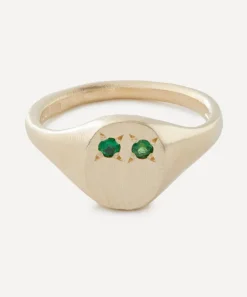 Seb Brown Jewellery^9ct Gold Green Eye Signet Ring