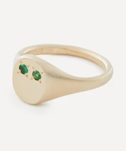 Seb Brown Jewellery^9ct Gold Green Eye Signet Ring