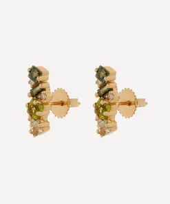 Suzanne Kalan Earrings^14ct Gold Green Mix Multi-Stone Stud Earrings