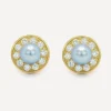 Kojis Earrings|Earrings^18ct Gold Grey Pearl and Diamond Cluster Stud Earrings