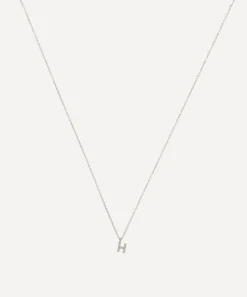 AURUM + GREY Necklaces^9ct Gold H Diamond Initial Pendant Necklace
