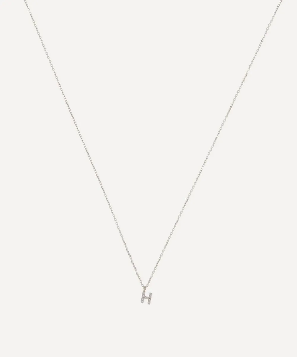 AURUM + GREY Necklaces^9ct Gold H Diamond Initial Pendant Necklace