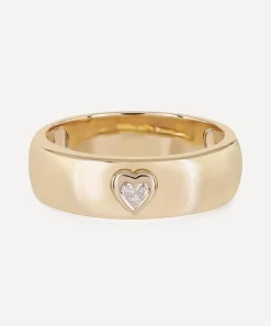 Roxanne First Rings|Rings^14ct Gold Heart Diamond Cigar Band Ring