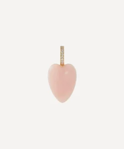 By Pariah Charms & Pendants|Charms & Pendants^14ct Gold Heartstone Pink Opal and Diamond Pendant