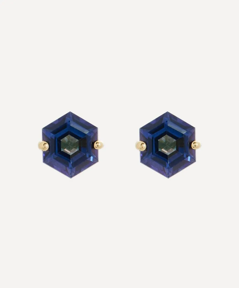 Suzanne Kalan Earrings|Earrings^14ct Gold Hexagon Cut English Blue Topaz Stud Earrings