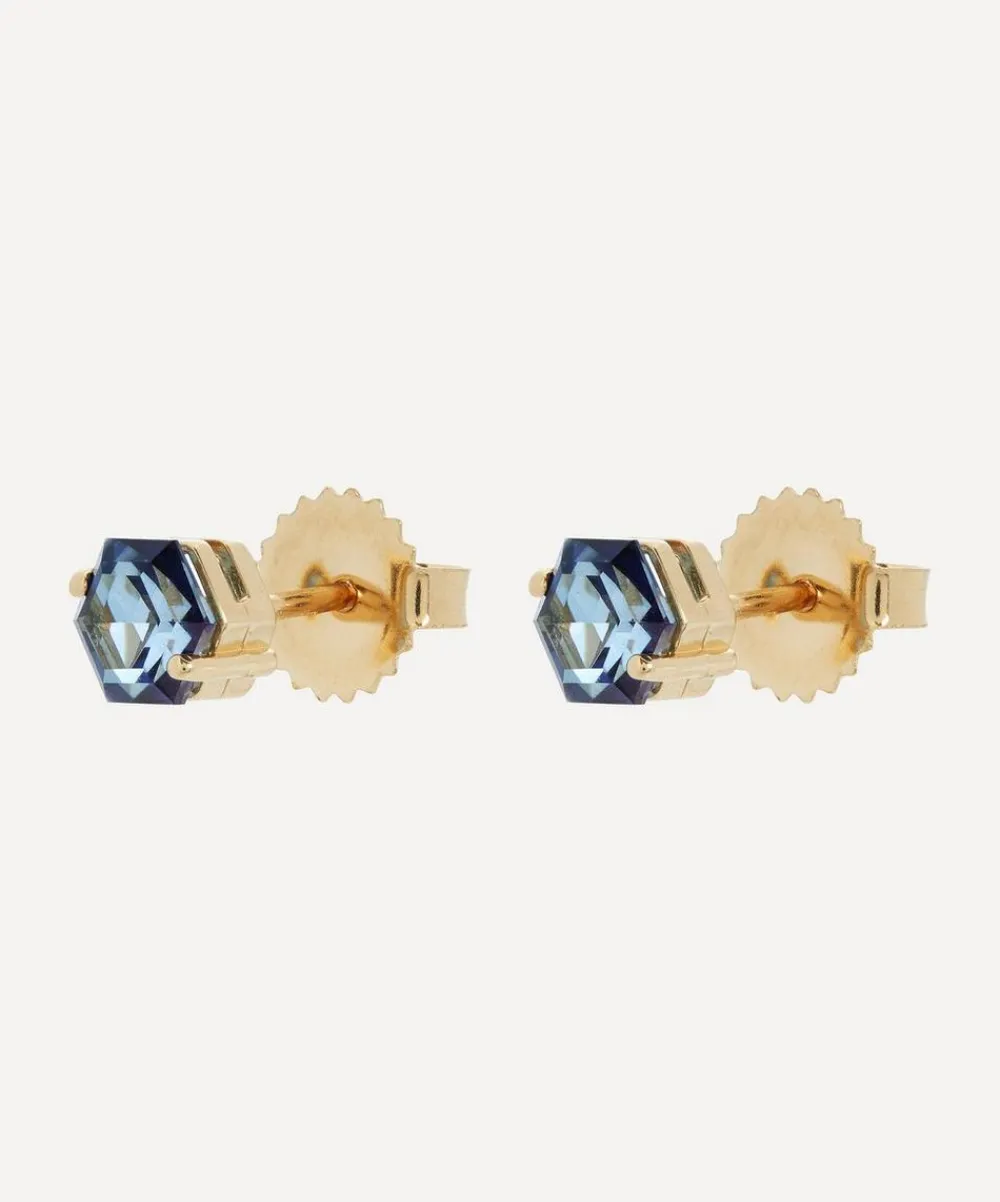 Suzanne Kalan Earrings|Earrings^14ct Gold Hexagon Cut English Blue Topaz Stud Earrings