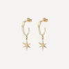 Liberty Earrings|Earrings^9ct Gold Ianthe Star Diamond Drop Hoop Earrings