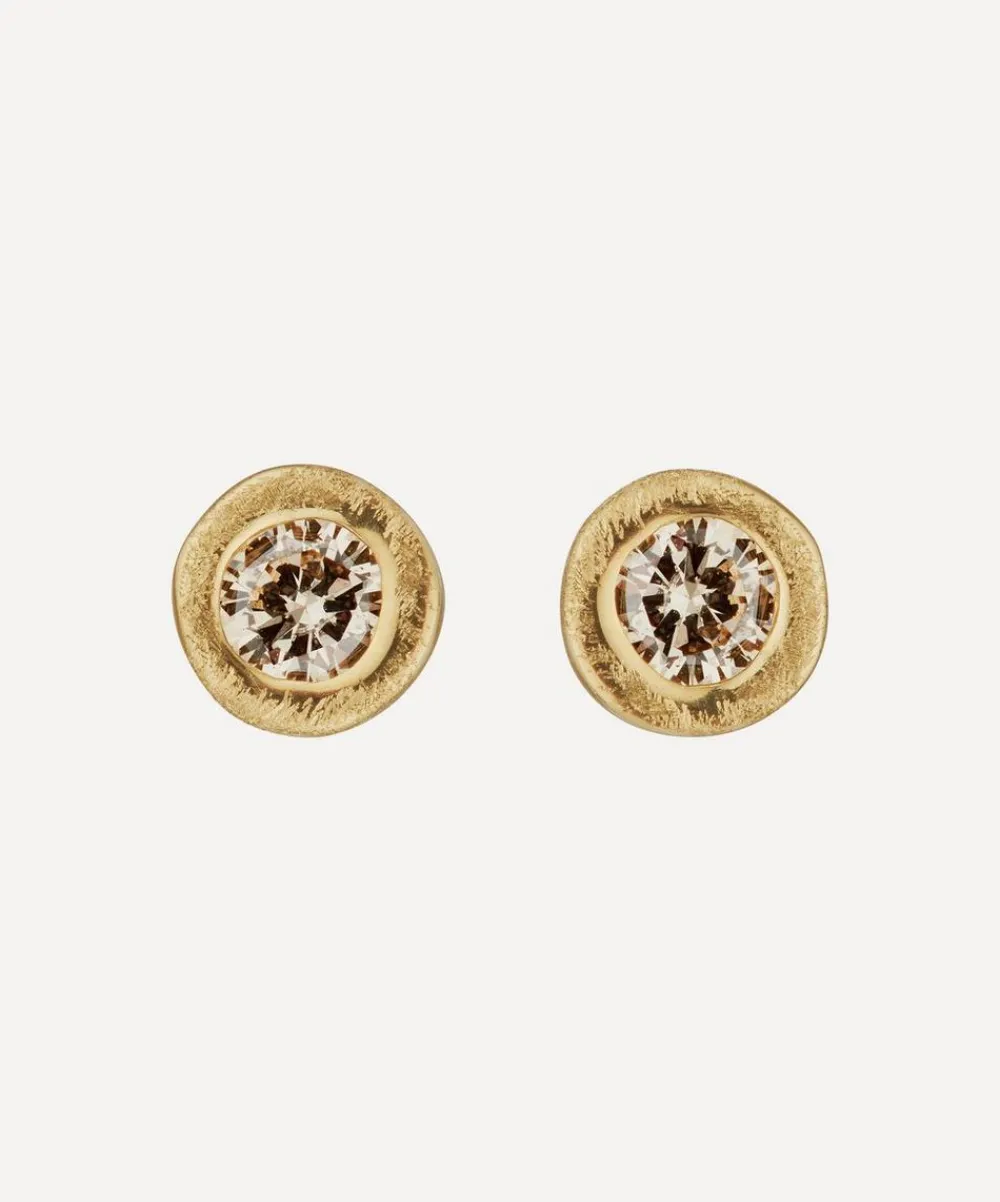 Ellis Mhairi Cameron Earrings|Earrings^14ct Gold II 4mm Textured Diamond Stud Earrings