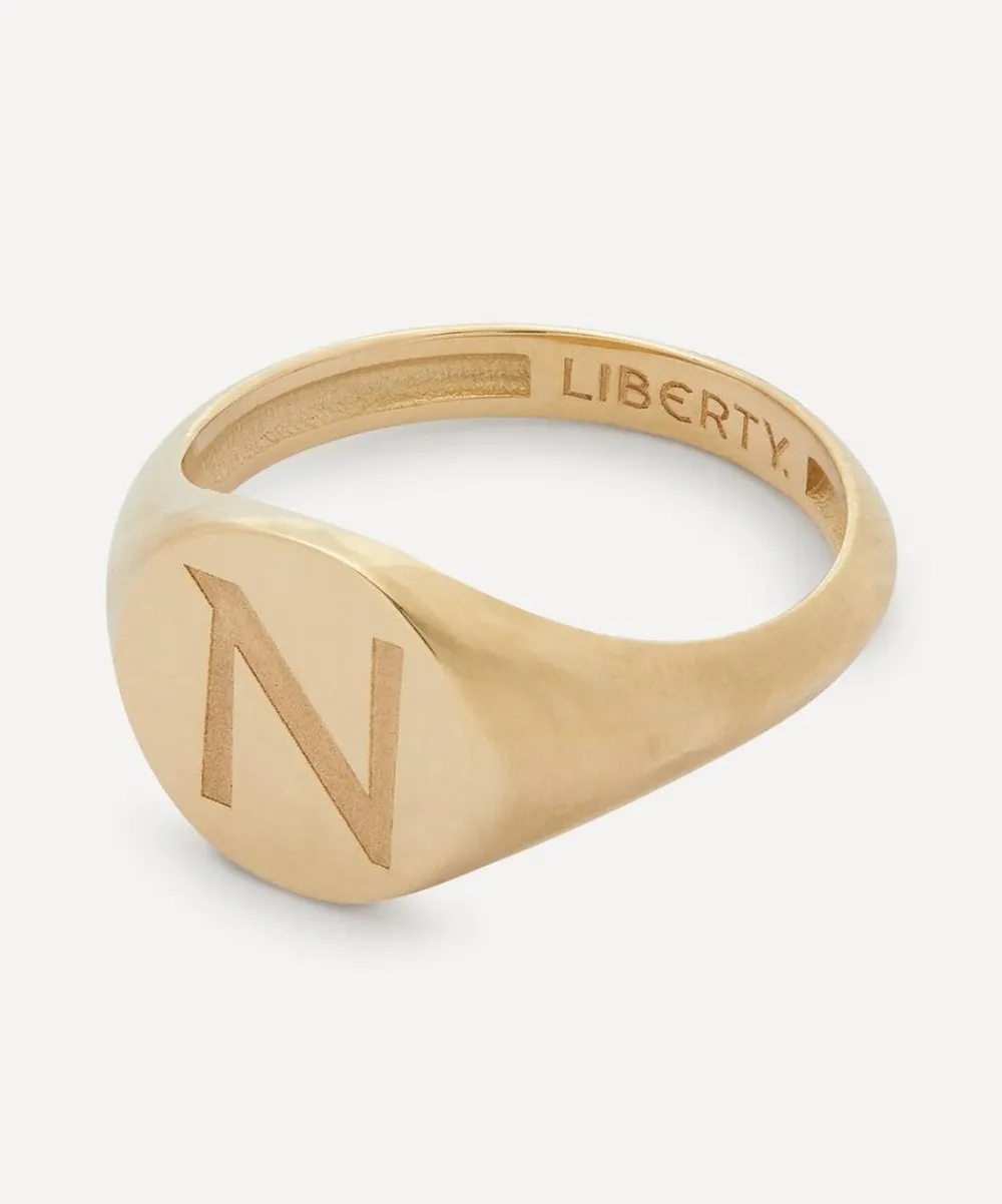 Liberty Rings|Rings^9ct Gold Initial Signet Ring - N