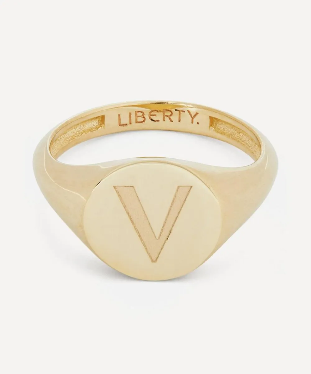 Liberty Rings|Rings^9ct Gold Initial Signet Ring - V