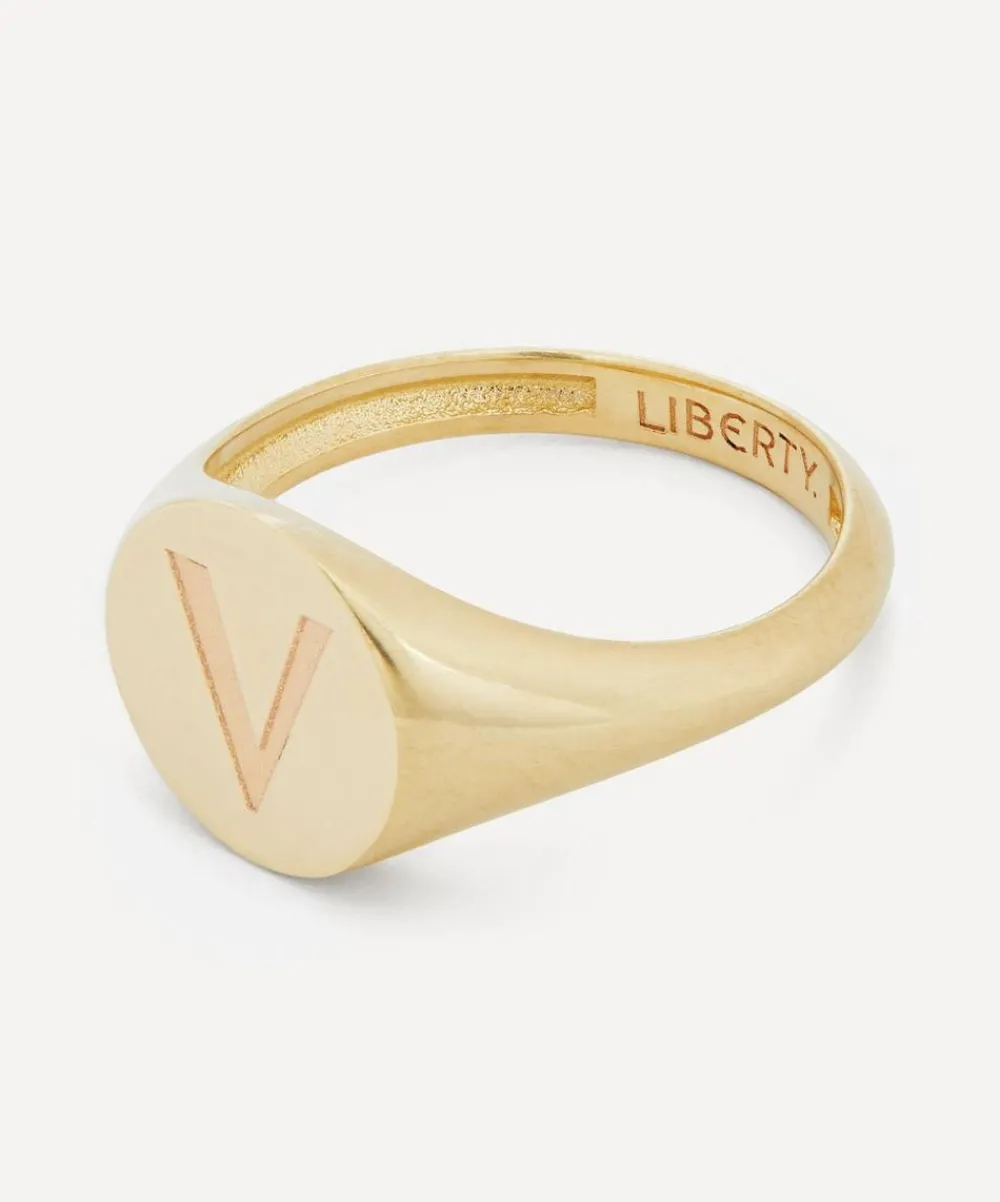 Liberty Rings|Rings^9ct Gold Initial Signet Ring - V