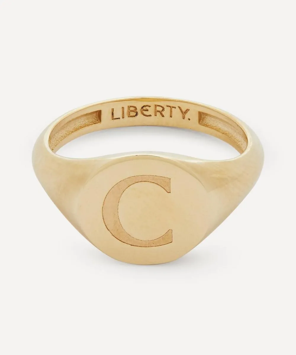 Liberty Rings|Rings^9ct Gold Initial Signet Ring - C