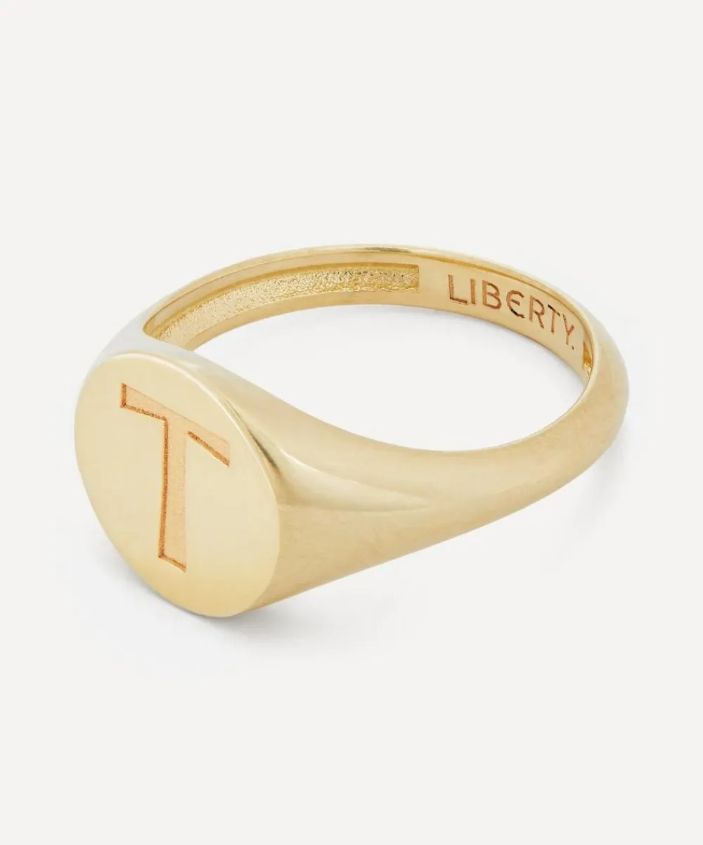 Liberty Rings|Rings^9ct Gold Initial Signet Ring - T