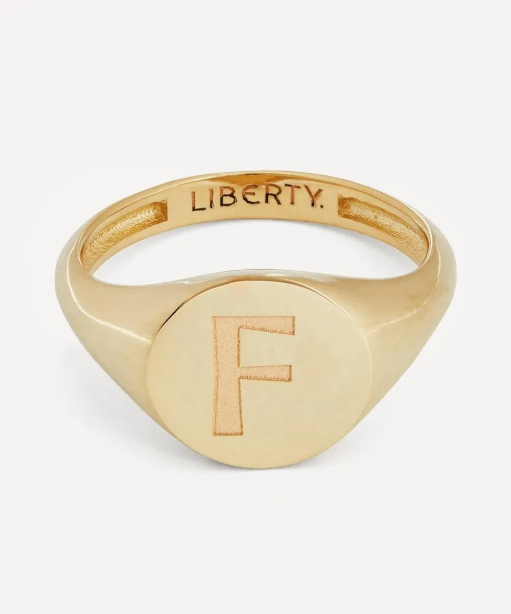 Liberty Rings|Rings^9ct Gold Initial Signet Ring - F
