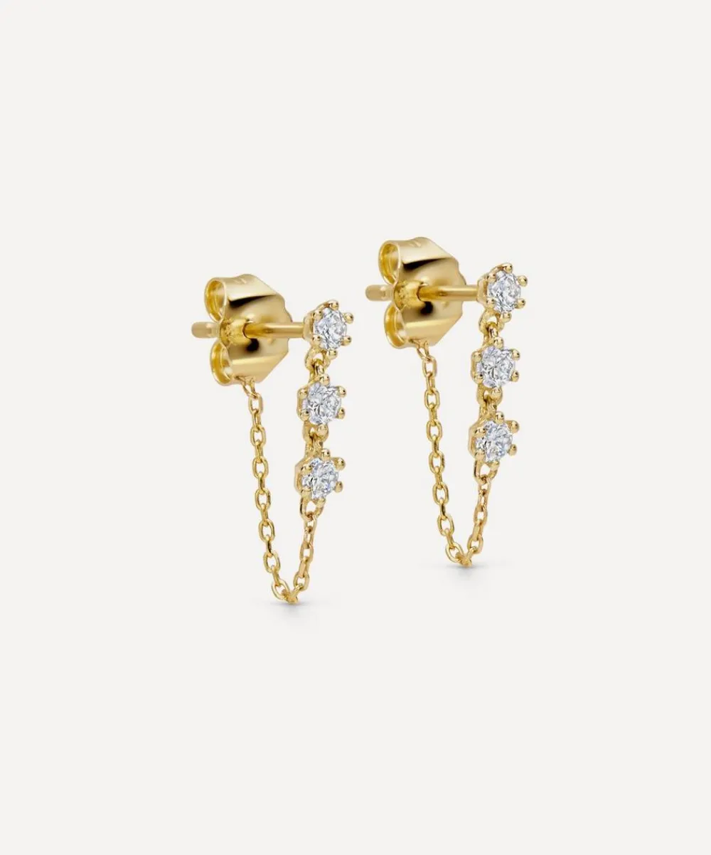 Astley Clarke Earrings^14ct Gold Interstellar Diamond Chain Stud Earrings