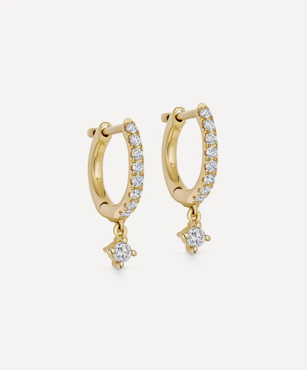 Astley Clarke Earrings^14ct Gold Interstellar Diamond Drop Hoop Earrings