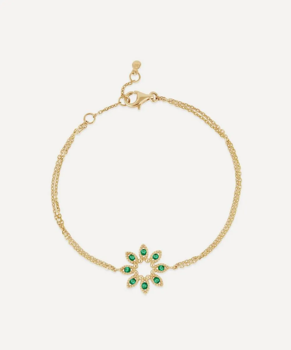 Dinny Hall Bracelets^14ct Gold Jasmine Flower Emerald Bracelet