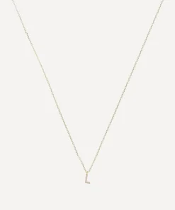 AURUM + GREY Necklaces^9ct Gold L Diamond Initial Pendant Necklace