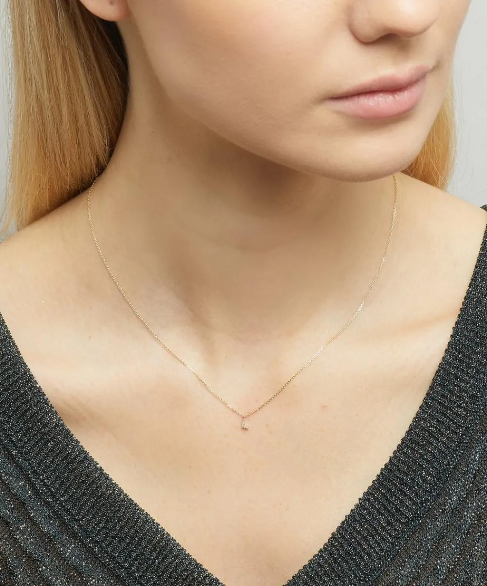AURUM + GREY Necklaces^9ct Gold L Diamond Initial Pendant Necklace