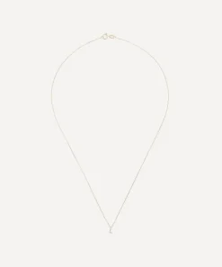 AURUM + GREY Necklaces^9ct Gold L Diamond Initial Pendant Necklace