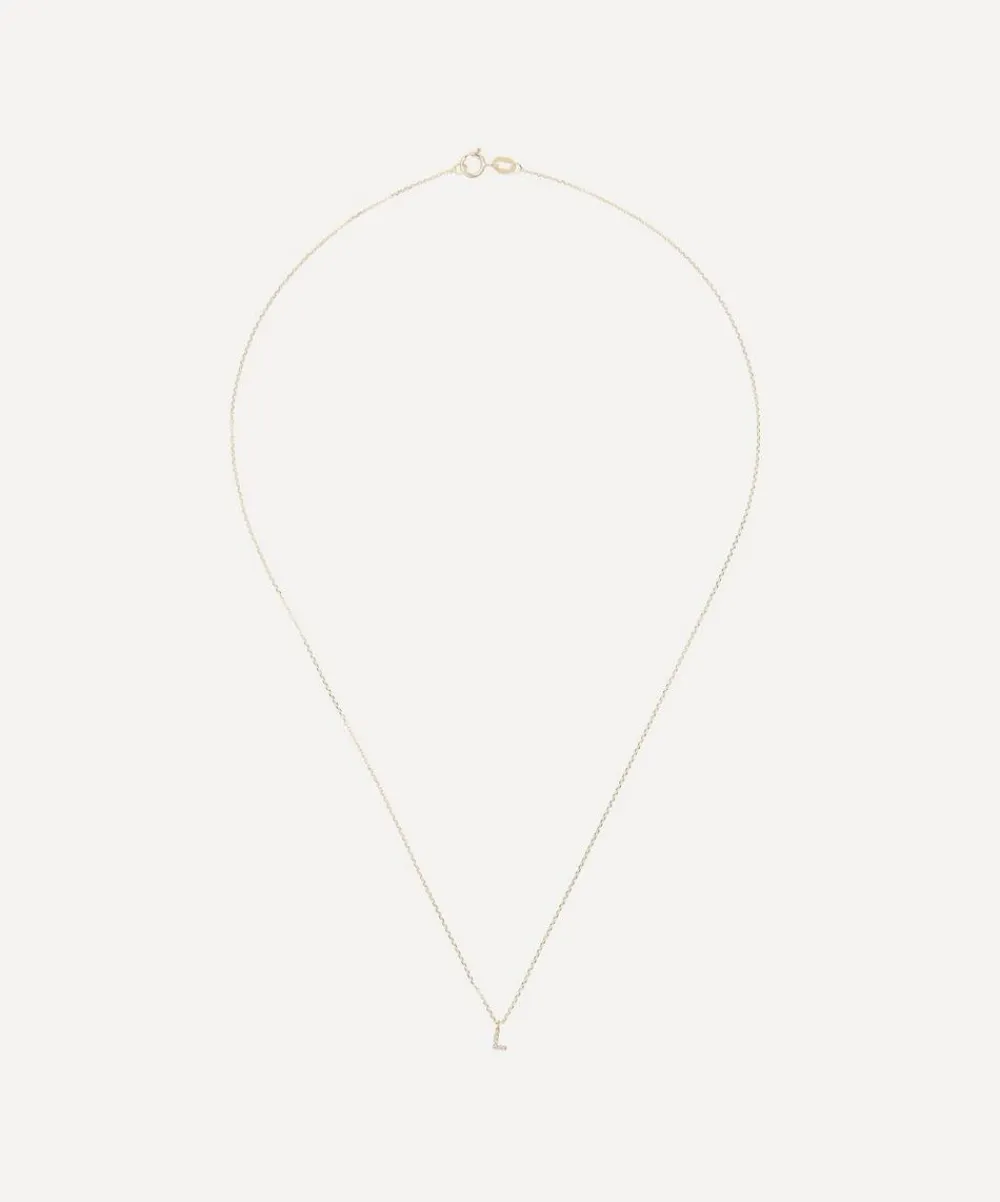 AURUM + GREY Necklaces^9ct Gold L Diamond Initial Pendant Necklace