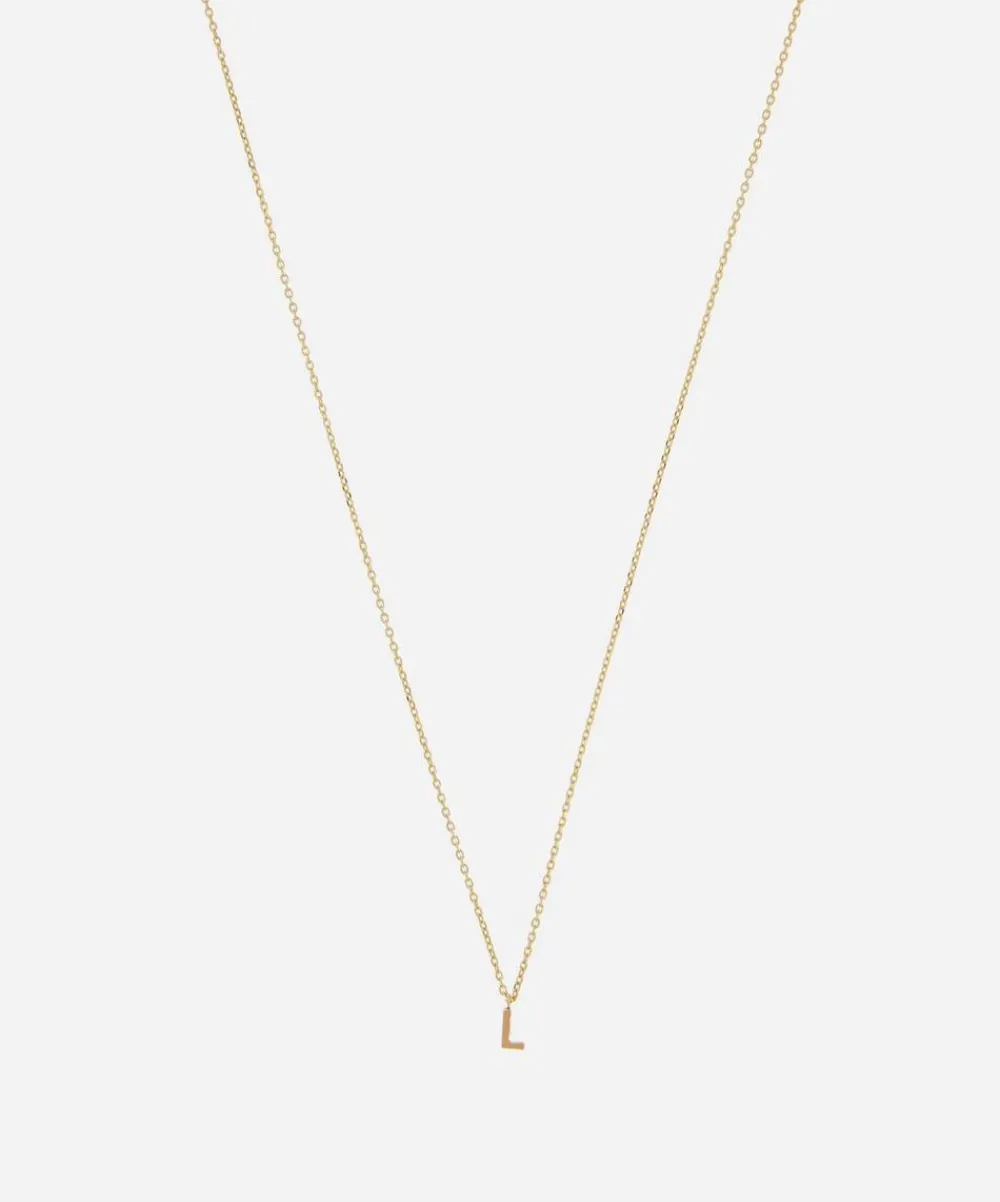 AURUM + GREY Necklaces^9ct Gold L Initial Pendant Necklace