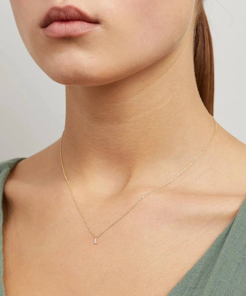 AURUM + GREY Necklaces^9ct Gold L Initial Pendant Necklace