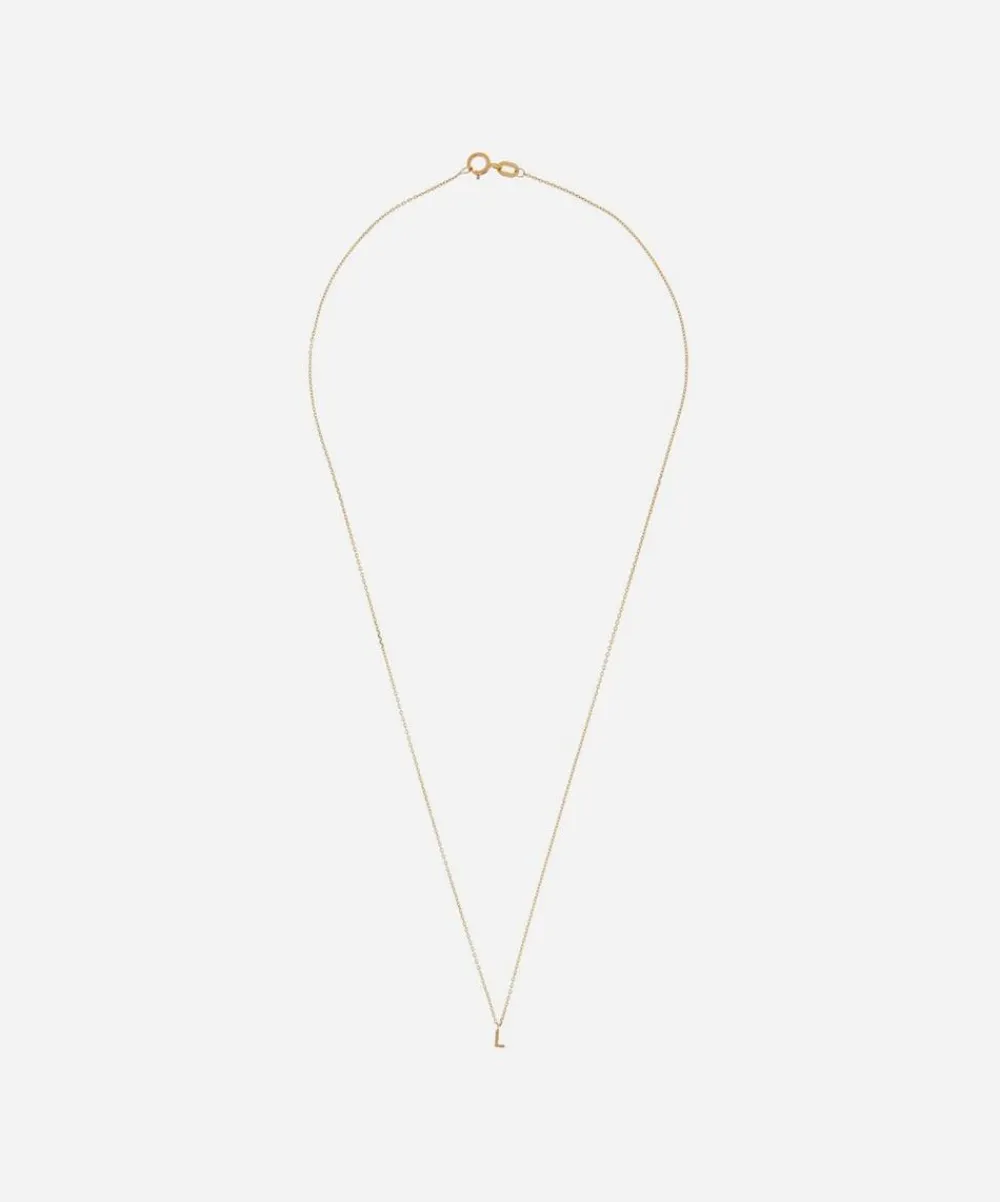 AURUM + GREY Necklaces^9ct Gold L Initial Pendant Necklace