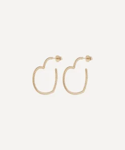 Anna + Nina Earrings^9ct Gold Lace and Love Hoop Earrings