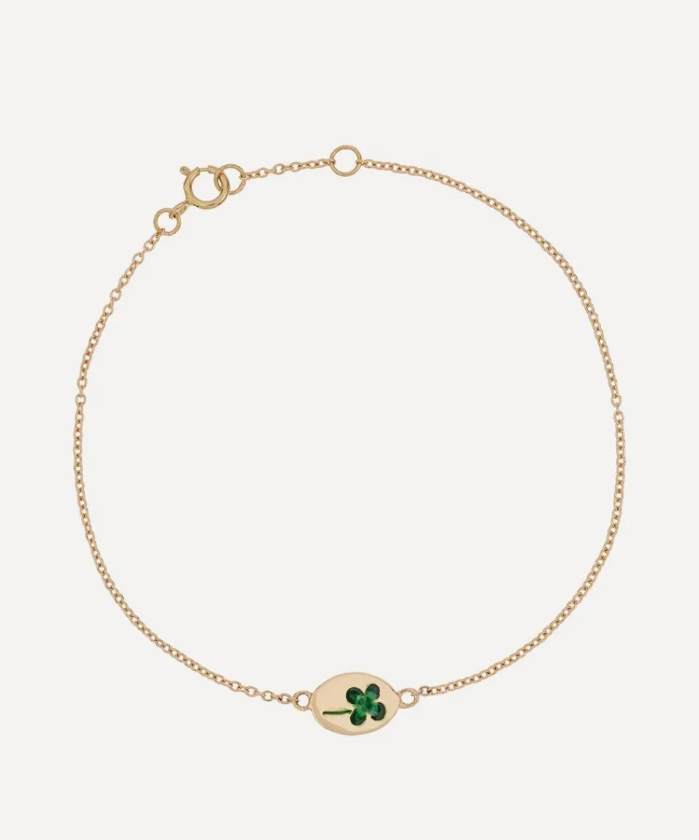 Anna + Nina Bracelets^14ct Gold Lucky Clover Bracelet