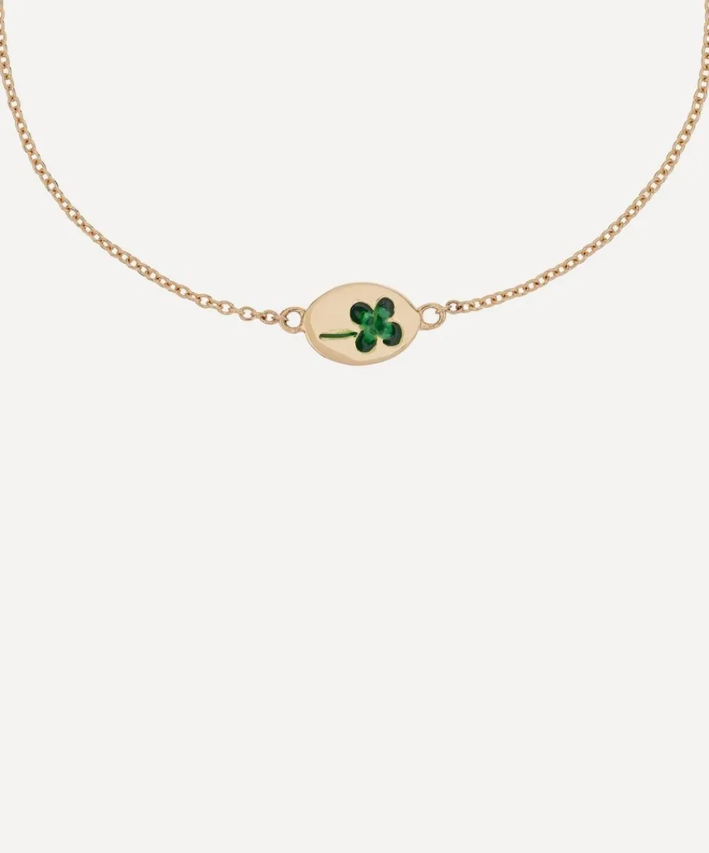 Anna + Nina Bracelets^14ct Gold Lucky Clover Bracelet