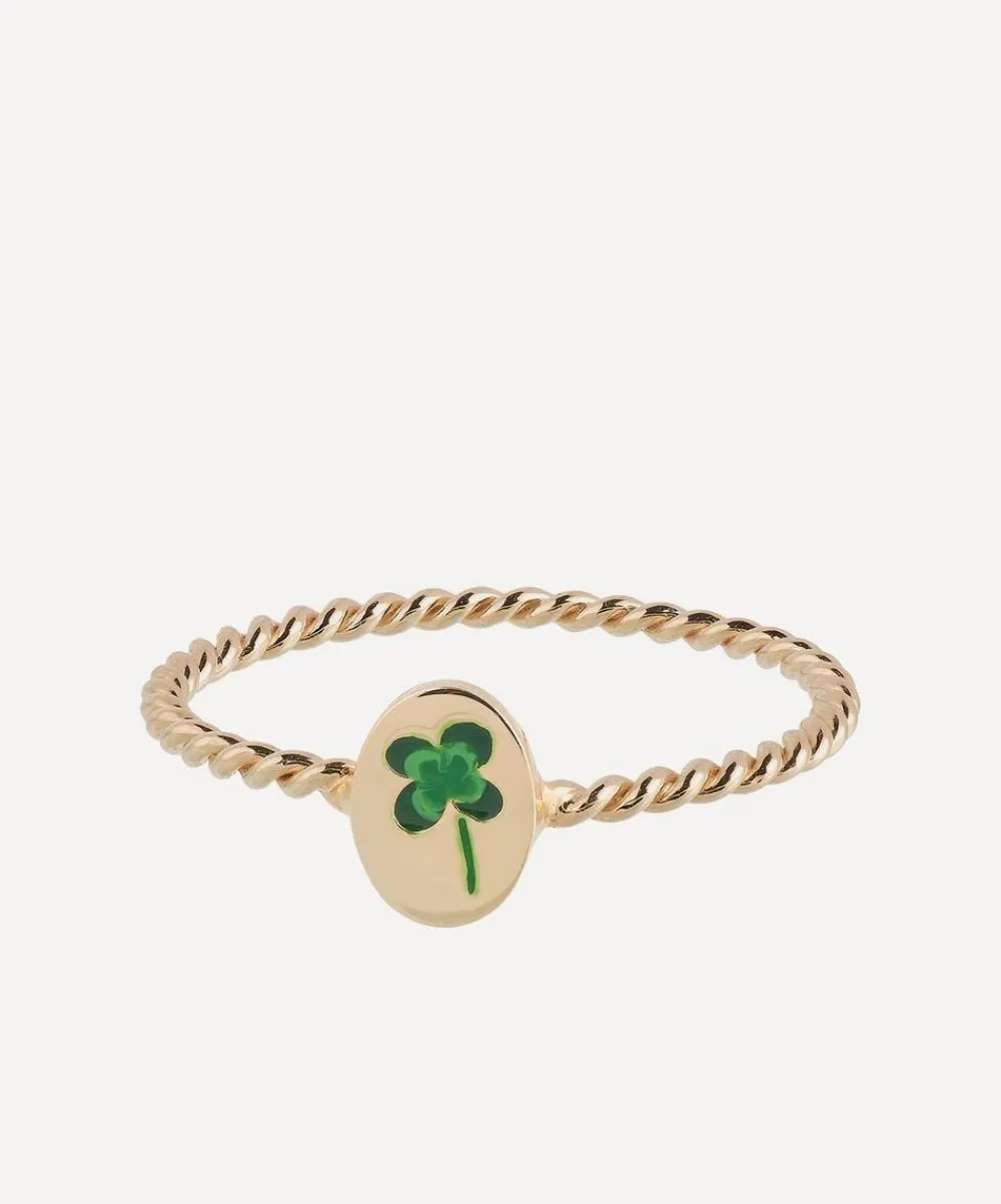 Anna + Nina Rings^14ct Gold Lucky Clover Ring