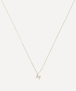 AURUM + GREY Necklaces^9ct Gold M Diamond Initial Pendant Necklace