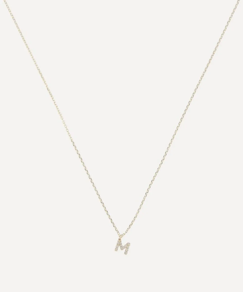 AURUM + GREY Necklaces^9ct Gold M Diamond Initial Pendant Necklace