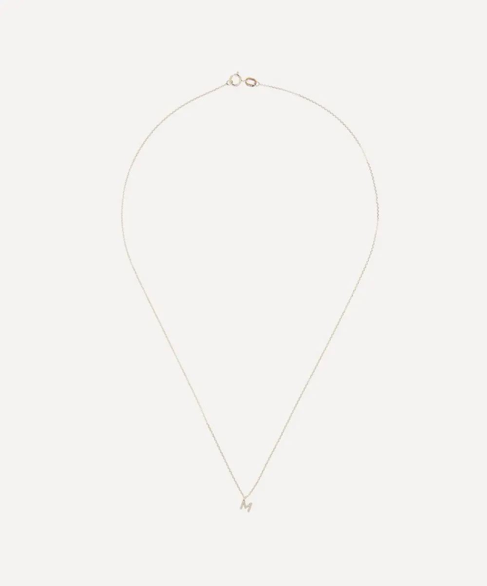 AURUM + GREY Necklaces^9ct Gold M Diamond Initial Pendant Necklace