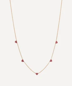 Roxanne First Necklaces^14ct Gold Many Mini Pink Sapphire Heart Station Necklace