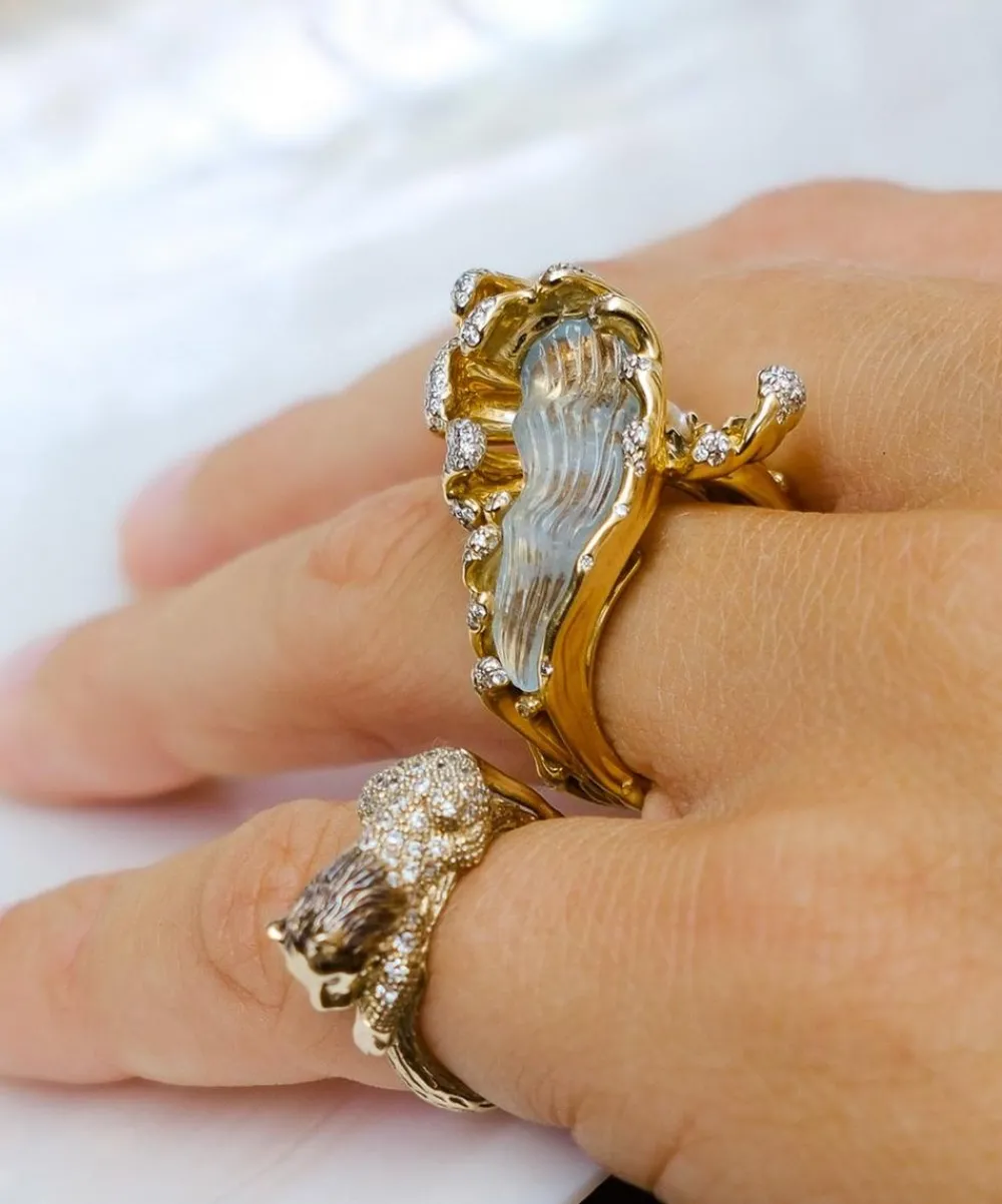 Bibi van der Velden Rings|Rings^18ct Gold Mermaid Wave Ring