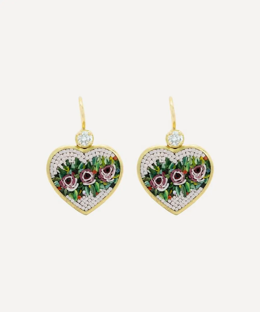 Kojis Earrings|Earrings^18ct Gold Micro Mosaic Rose Drop Earrings