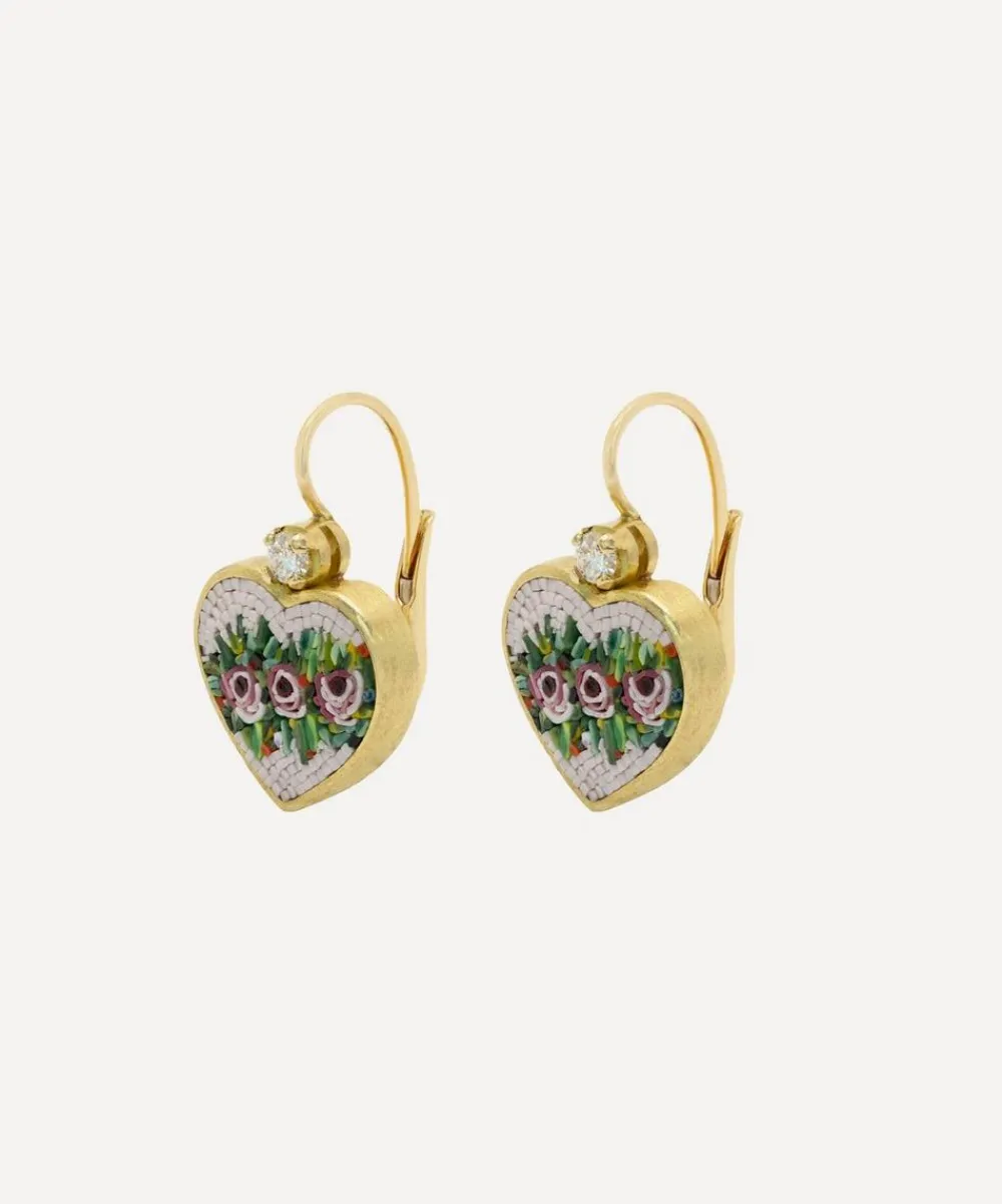 Kojis Earrings|Earrings^18ct Gold Micro Mosaic Rose Drop Earrings