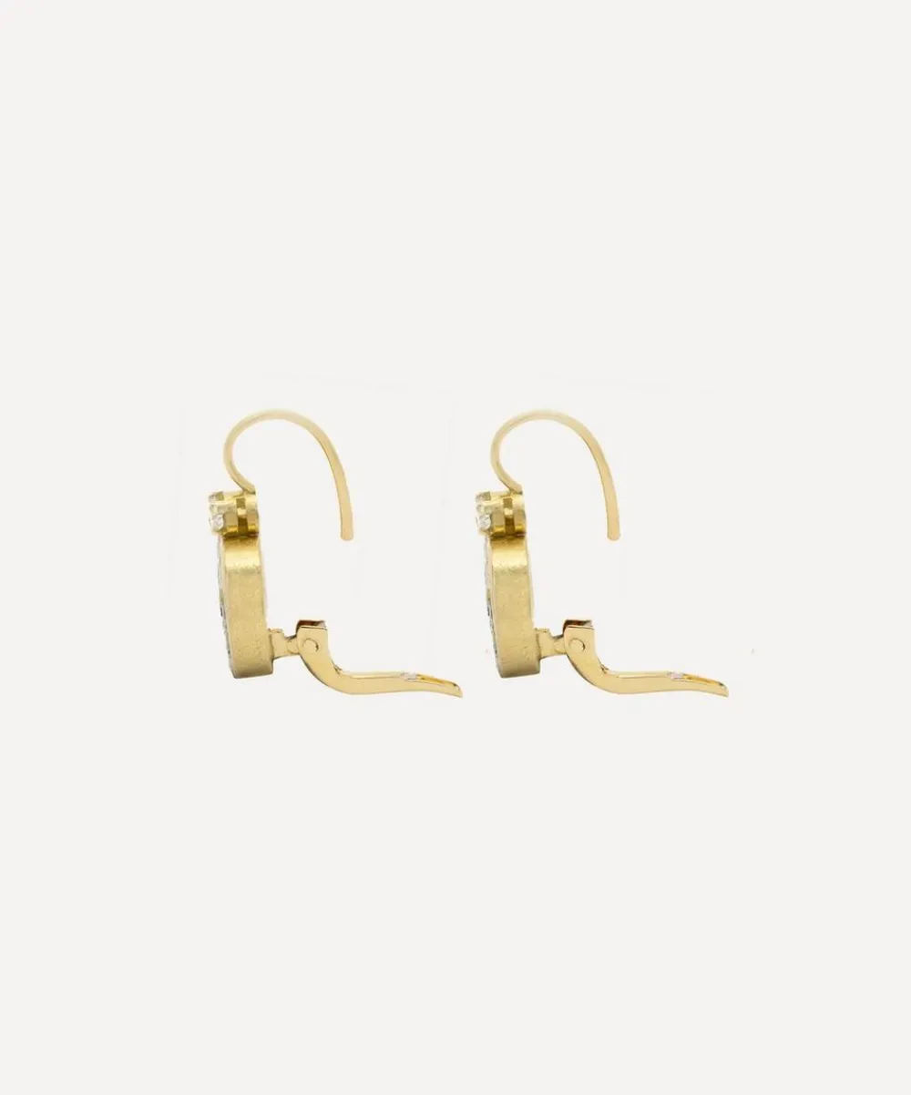 Kojis Earrings|Earrings^18ct Gold Micro Mosaic Rose Drop Earrings