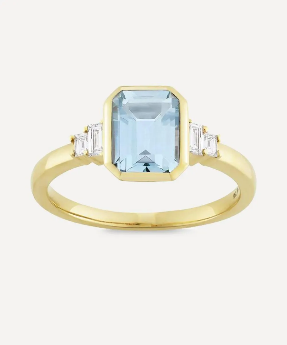 Dinny Hall Rings|Rings^18ct Gold Mila Aquamarine and Diamond Ring