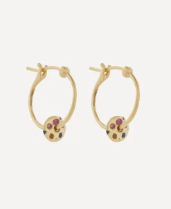Polly Wales Earrings|Earrings^18ct Gold Mini Rainbow Sapphire Spinner Hoop Earrings